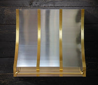 Brushed stainless steel and brass range hood EUGENE custom made by Amoretti Brothers