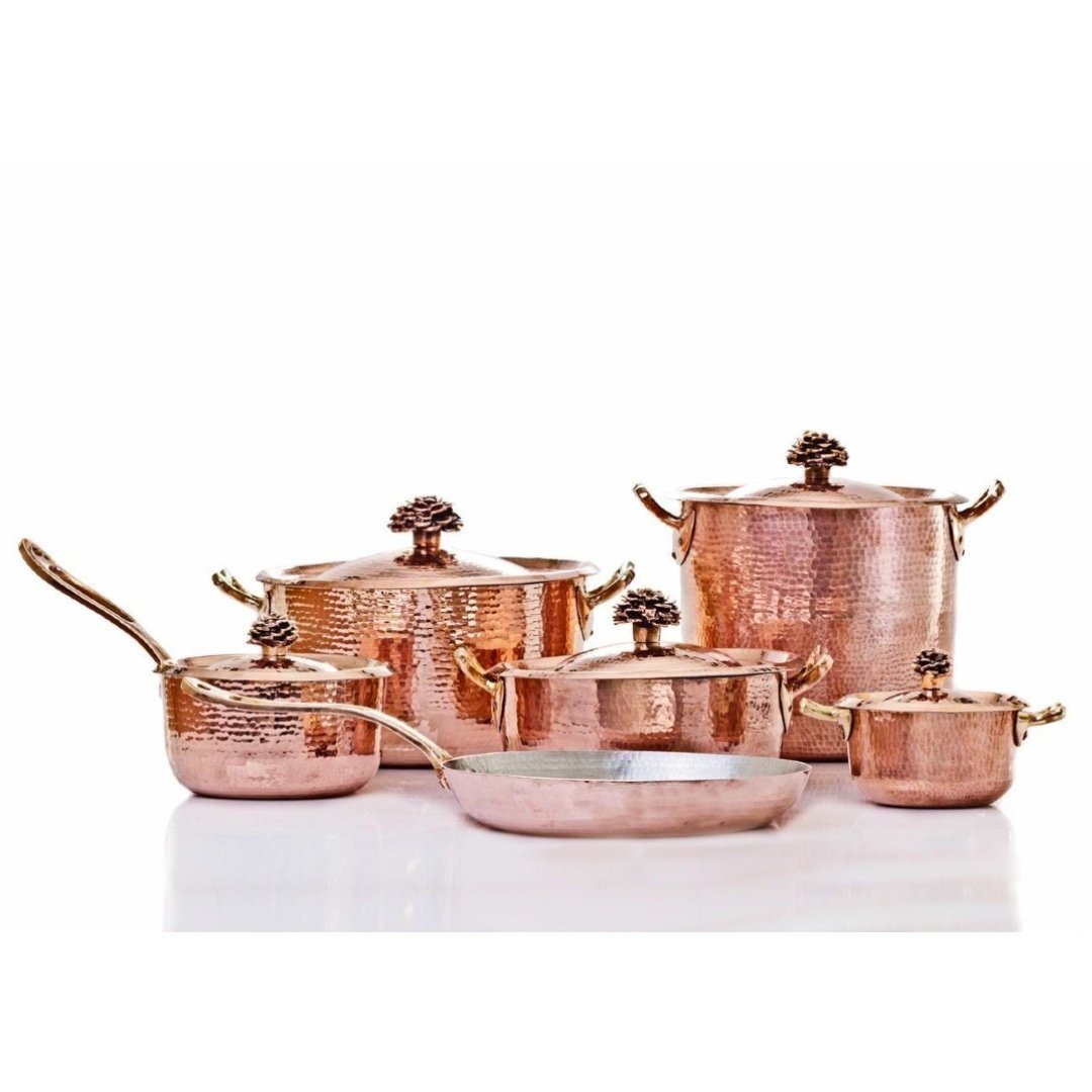 Give your kitchen a completely different luxurious feel with 11 pieces of copper cookware set from Amoretti Brothers.